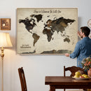 Custom Push Pin World Map Wall Art Canvas Print –
