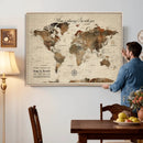 Large Custom World Map Canvas – Custom Framed Push Pin