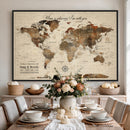 Large Custom World Map Canvas – Custom Framed Push Pin