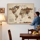 Large Custom World Map Canvas – Custom Framed Push Pin