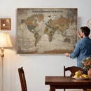 Personalized World Map Wall Art Canvas Print – Custom Push