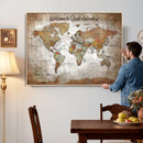 Personalized Vintage Map Wall Art Canvas Print – Custom Push