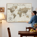 Push Pin World Map Canvas Print – Travel Tracker Wall Art
