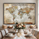 Personalized World Map Wall Art Canvas Print – Custom Push