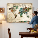 Grunge Personalized World Map Wall Art Canvas Print – Custom