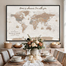 Personalized World Map Wall Art Canvas Print – Customizable