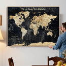 Custom Push Pin World Map Print – Personalized Canvas Wall