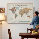 Custom Framed World Map Canvas Print – Personalized Push Pin
