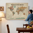 Personalized Push Pin World Map Canvas – Custom Framed