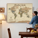 Custom Push Pin World Map Print – Personalized Canvas Wall