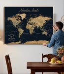 Personalized World Map Wall Art Print – Custom Push Pin by MyGreatCanvas | Canvas Wall Art Prints | Photo Prints & Wall Decor