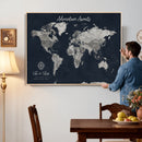 Personalized World Map Canvas – Custom Framed Push Pin