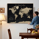 Framed Custom World Map Canvas Print – Custom Push Pin