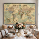 Personalized World Map Canvas – Custom Framed Push Pin