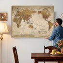 Personalized World Map Canvas Print – Framed Push Pin Travel