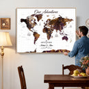 Personalized Vintage World Map Canvas – Custom Framed Push