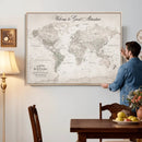 Personalized World Map Canvas Print – Custom Push Pin Travel