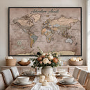 Custom Push Pin World Map Wall Art Canvas Print –