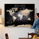 Personalize World Map Push Pin Wall Canvas Print –