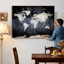 Custom Push Pin World Map Wall Canvas Print – Personalized