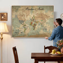 Customize Push Pin World Map Wall Canvas Print –