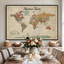 Push Pin Customize World Map Wall Canvas Print –