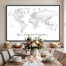 Framed World Map Canvas – Custom Push Pin Travel Tracker –