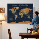 Custom Push Pin World Map Wall Art Canvas Print – Personalized Travel Tracker with Pins Framed Large for Home and Office Decor