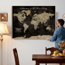Personalized Push Pin World Map Canvas – Custom Framed