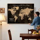 Personalized Push Pin World Map Canvas Print – Custom Framed