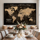 Personalized Push Pin World Map Canvas Print – Custom Framed