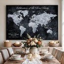 Personalized Push Pin World Map Canvas – Custom Framed