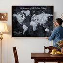 Personalized Push Pin World Map Canvas – Custom Framed