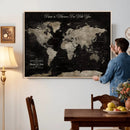 Personalized Push Pin World Map Canvas – Custom Framed
