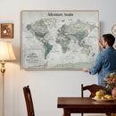 Personalized Push Pin World Map Canvas – Custom Framed