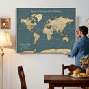 Personalized Push Pin World Map Canvas – Custom Framed