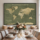 Personalized Push Pin World Map Canvas – Custom Framed