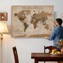 Personalized Push Pin World Map Canvas – Custom Framed