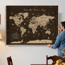 Personalized Push Pin World Map Canvas – Custom Framed