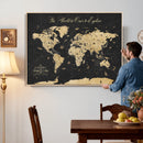 Custom Push Pin World Map Wall Art Canvas Print – Personalized Travel Tracker with Pins Framed Large for Home and Office Decor