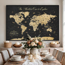 Custom Push Pin World Map Wall Art Canvas Print – Personalized Travel Tracker with Pins Framed Large for Home and Office Decor