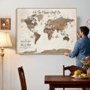 Personalized World Map Wall Art Canvas Print – Custom Push