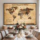Large World Map Canvas Wall Art – Custom Framed Push Pin
