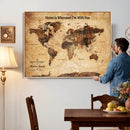 Custom Vintage World Map Canvas Wall Art – Custom Framed
