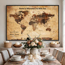 Custom Vintage World Map Canvas Wall Art – Custom Framed