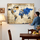 Personalized World Map Canvas Wall Art – Custom Framed Push