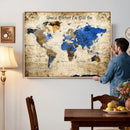 Personalized World Map Canvas Wall Art – Custom Framed Push