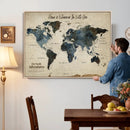 Personalize World Map Canvas Wall Art – Custom Framed Push