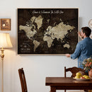 Personalized World Map Canvas Wall Art – Custom Framed Push
