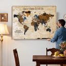 Vintage Custom World Map Canvas Wall Art – Custom Framed